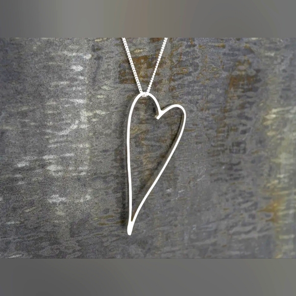 ❤️ FREEFORM HEART STERLING SILVER NECKLACE - Picture 1 of 6